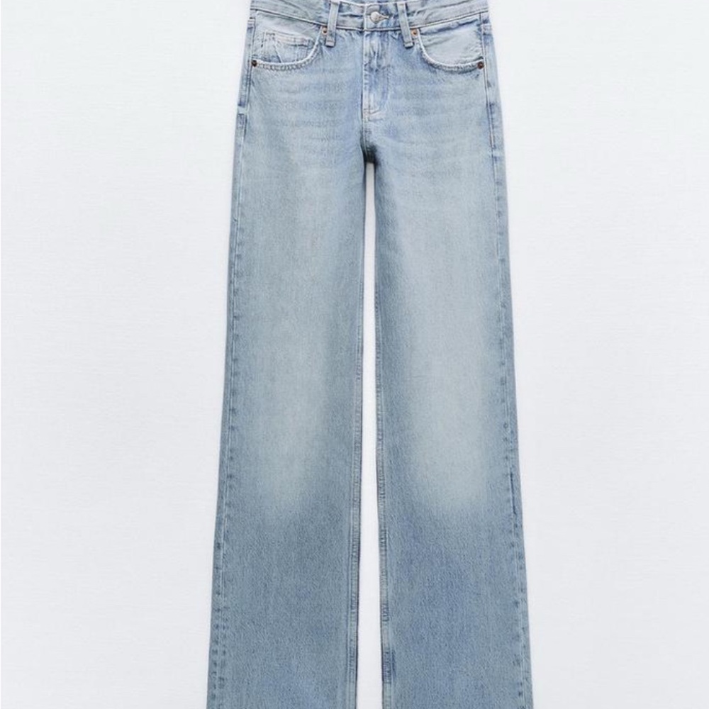 ZARA full length TRF mid-rise wide leg jeans